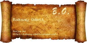 Baksay Odett névjegykártya